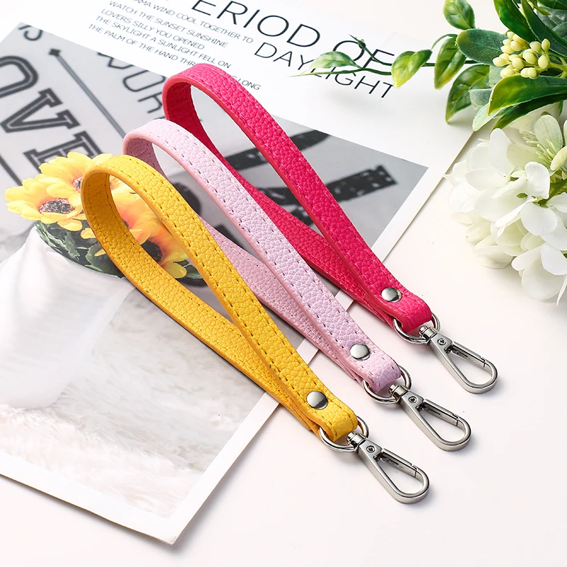 Soft PU Leather Wrist Strap for Clutch and Purse - Solid Color Handbag Handle Replacement