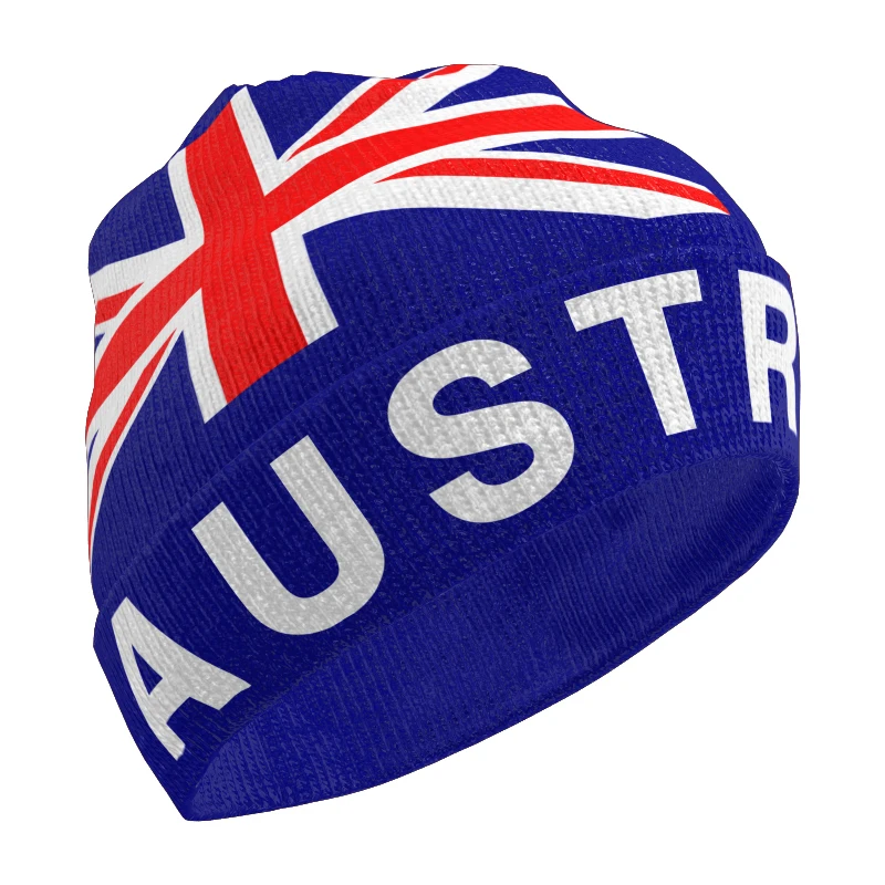 

Australia Knitted Hat Free Custom Name Winter Cold Pullover Australian Aus Nation Flag Navy Blue Keep Warm Cap Au Hip Hop Beanie