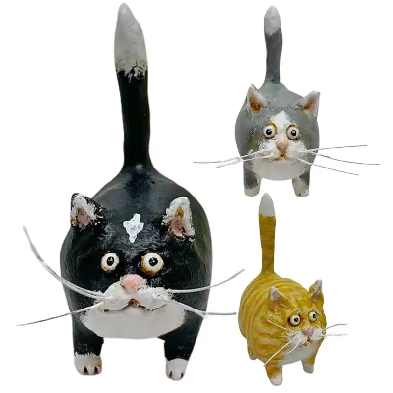 

Cute Cat Ornaments Garden Kitten Figurines Mini Desktop Statue Kids Children Baby Toys Gift Home Room Car Decoration Accessories