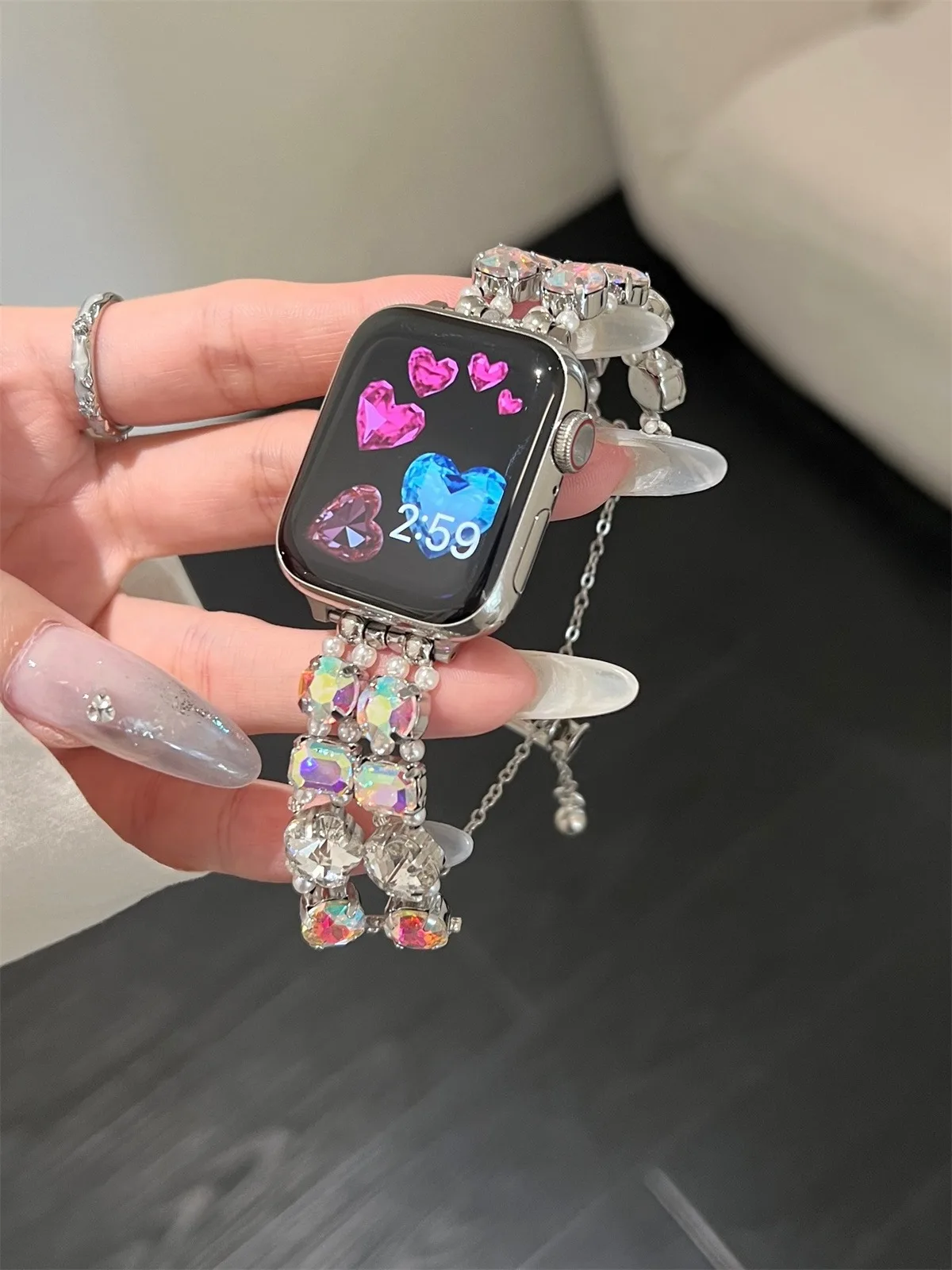 Cinturino per orologio in acciaio inossidabile per gioielli per iWatch Ultra 2 Series 10/9/8/7/6/5 Cinturino per orologio alla moda 42/44/45/46/49mm 38/40/41mm_voghion.com