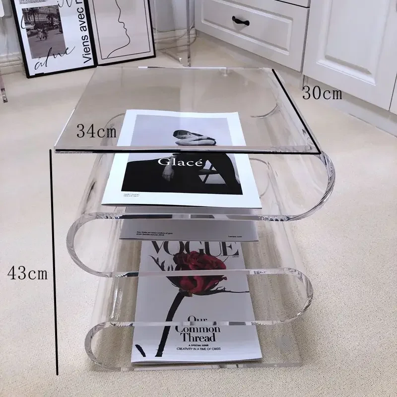 Acrylic Internet Celebrity Bookshelf Nordic Home Living Room Sofa Side Few Bedside Tables Personalized Simple Magazine Rack