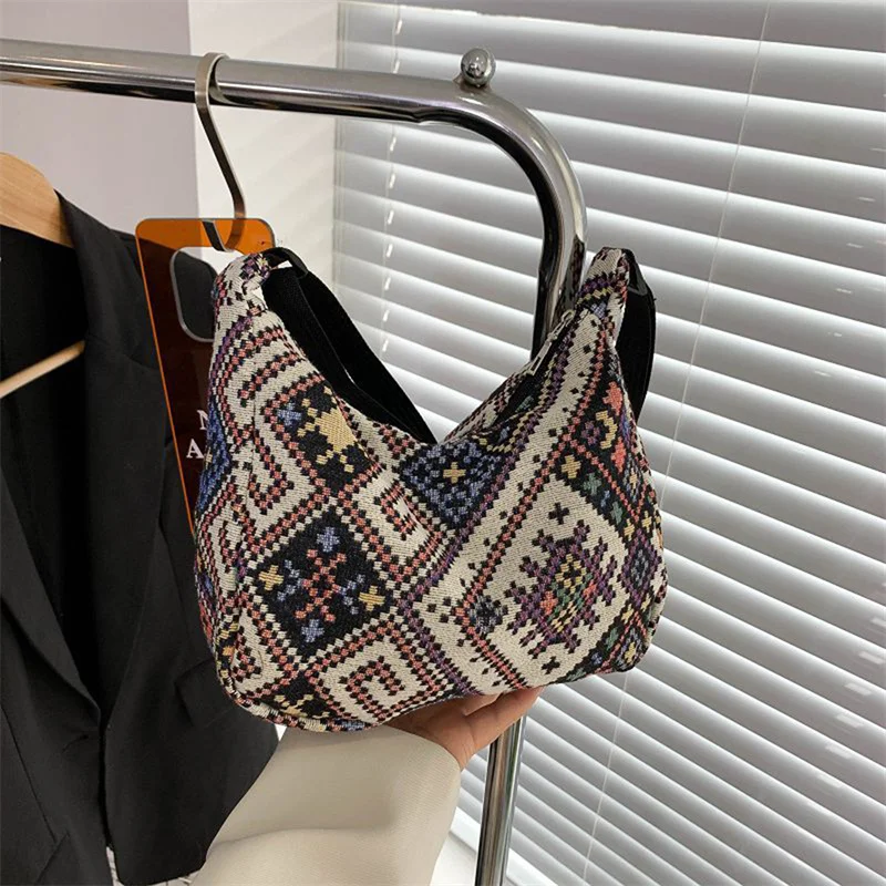 

Women Designer Shoulder Bag Vintage Crossbody Bag Large Capacity Handbag Pockets Hobo Bag All-Match Fabric Messenger Bag