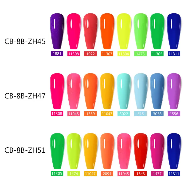 Cloubeute 밝은 네온 컬러 젤 네일 광택제 세트, 전문 네일 살롱 소녀 선물용 UV 램프 아래 건조, 15ml, 8 개 세트, 여름