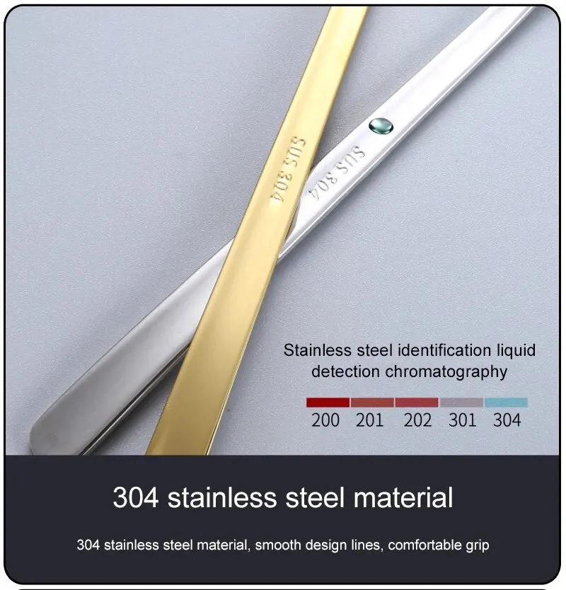 Description Picture 5 of item1set Silvery/Golden 304 Stainless Steel Straw Tableware Set Portable Knife Fork Chopsticks Straw and Brush