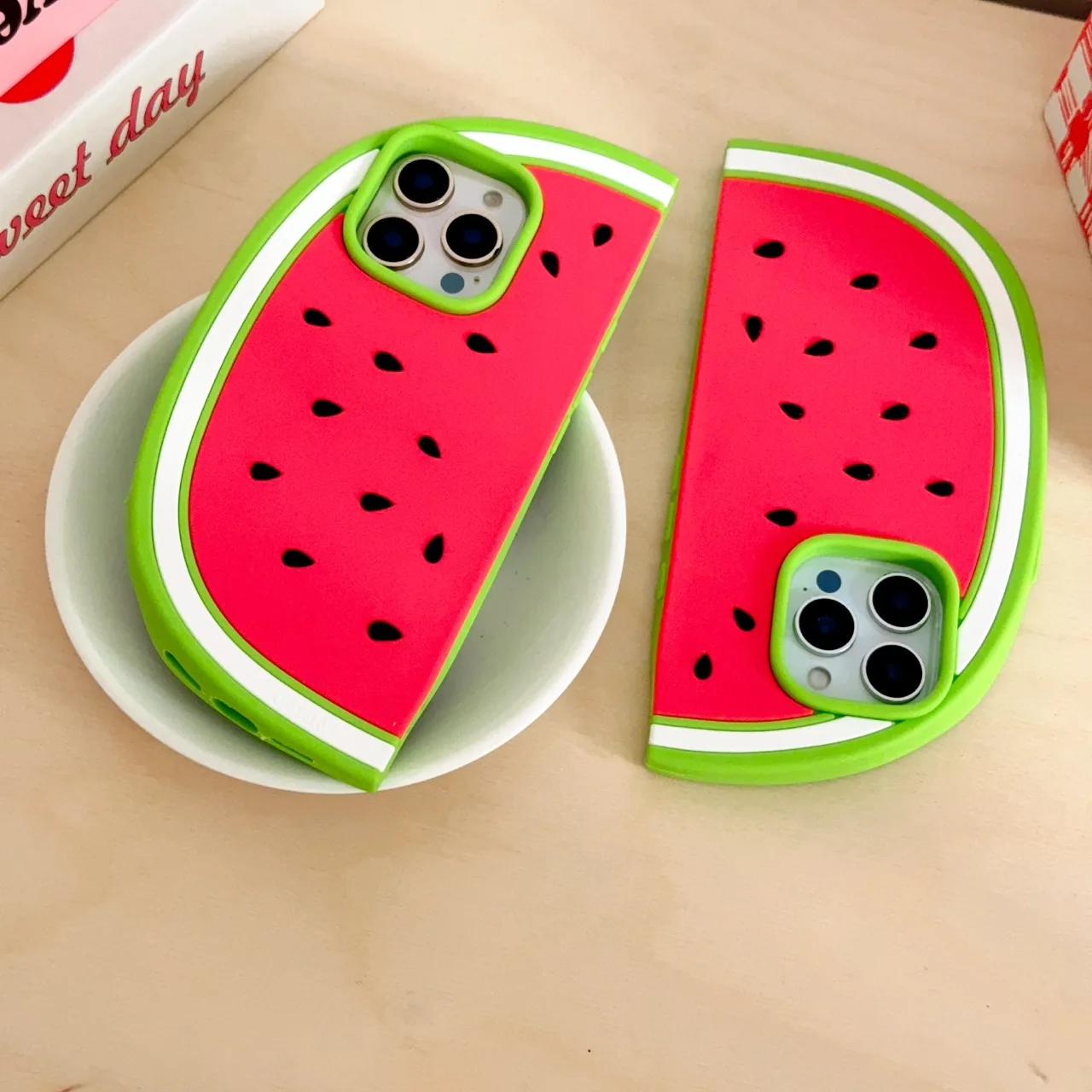 Cooling Watermelon 3D Soft Silicone Phone Case - Funny Protective Back Cover, Durable and Stylish
