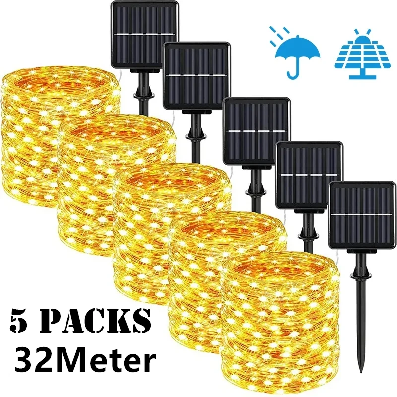 

7m/12m/22m/32m LED Solar Light Outdoor Garden Fairy String Light Led Twinkle Waterproof Lamp for Christmas Patio Tree Party