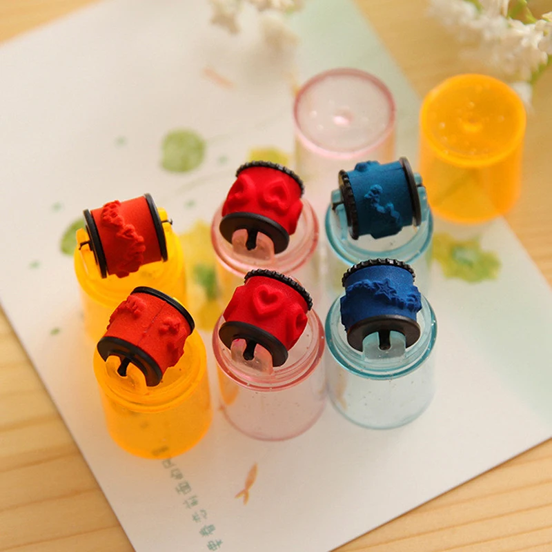 3/6Pcs Baby Colorful Ink Pad Stamp Seal Preschool Funny Toy Learning Cartoon DIY Roller Drawing Diary Tool for Kids Ink Pad Gift