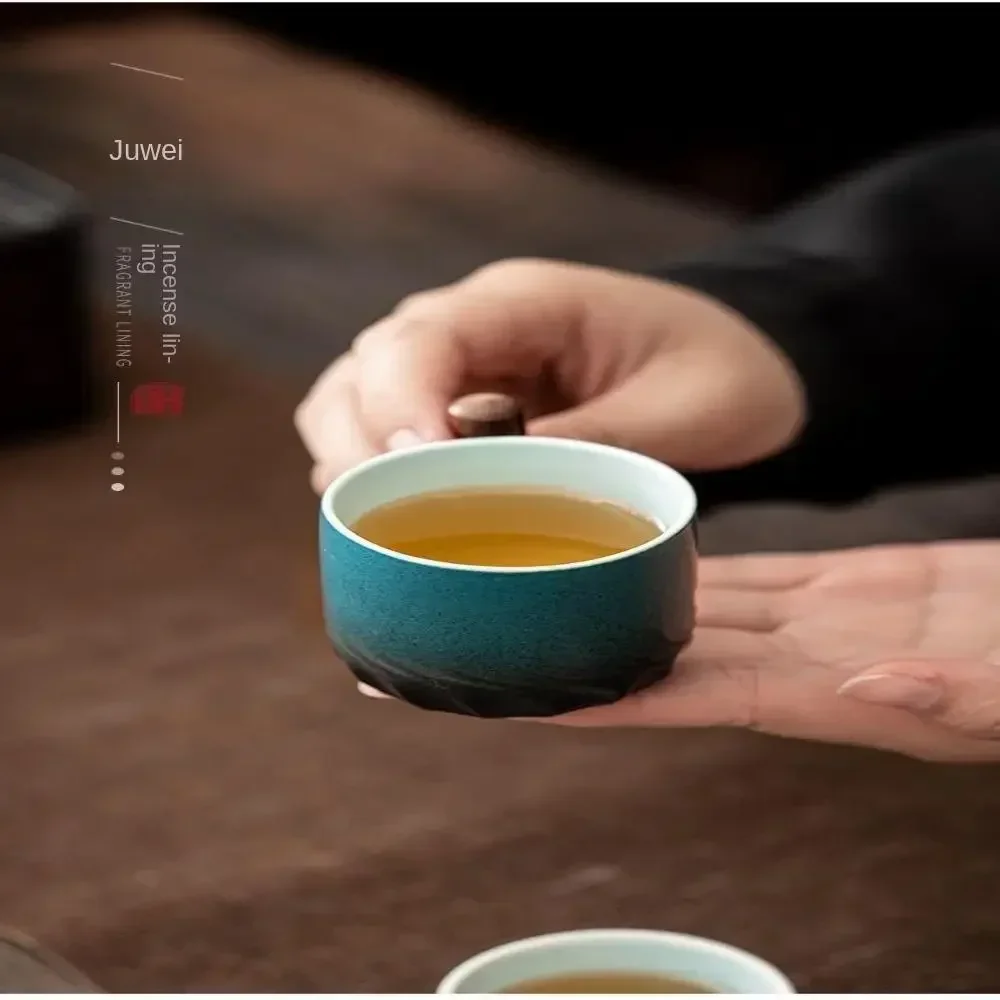 세라믹 레트로 커피 컵 사무실 물컵 필터 차 머그잔, 나무 손잡이 커피 머그잔, 수제 차 커피 컵, 생일 선물, 80ml