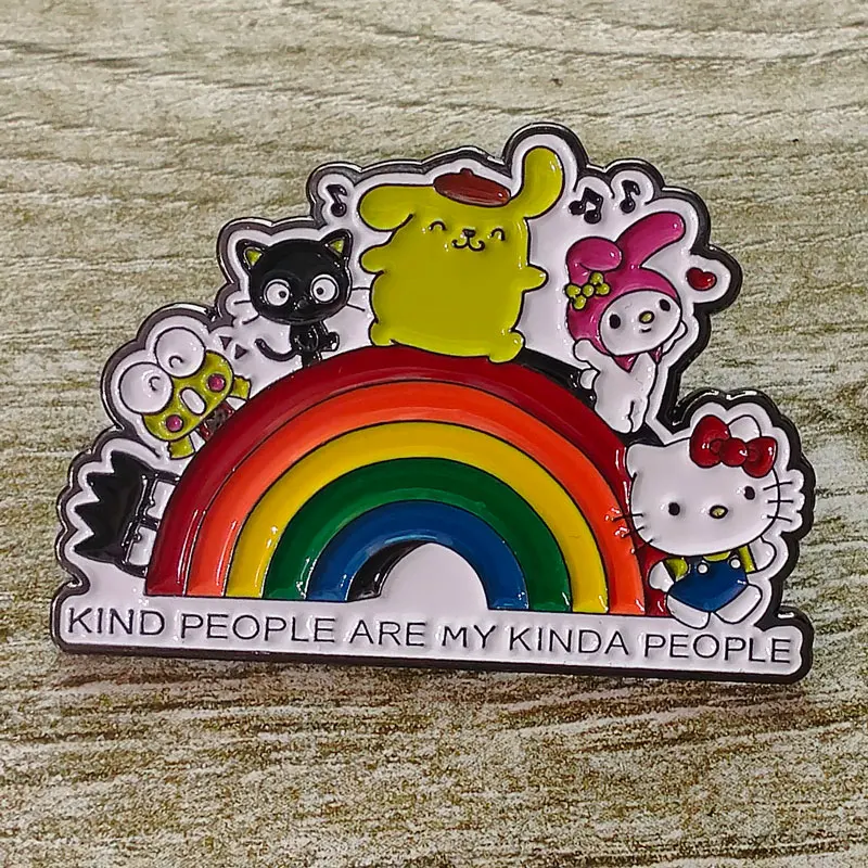 Sanrio Hello Kitty Enamel Pin Kuromi Mymelody And Cinnamorol Brooches For Women Cat Badges Lapel Pins for Backpacks Jewelry Gift