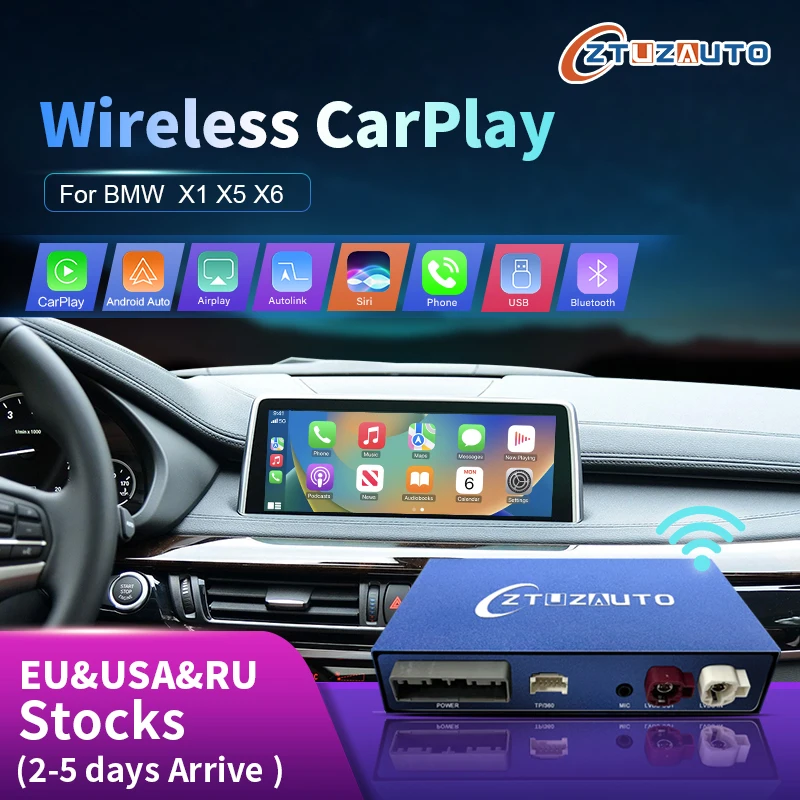 Wireless Carplay Per Bmw X5 F15 X6 F16 X1 F48 Nbt/Evo System 2014-2020, Con Android Mirror Link Airplay Autolink Navi Funzioni