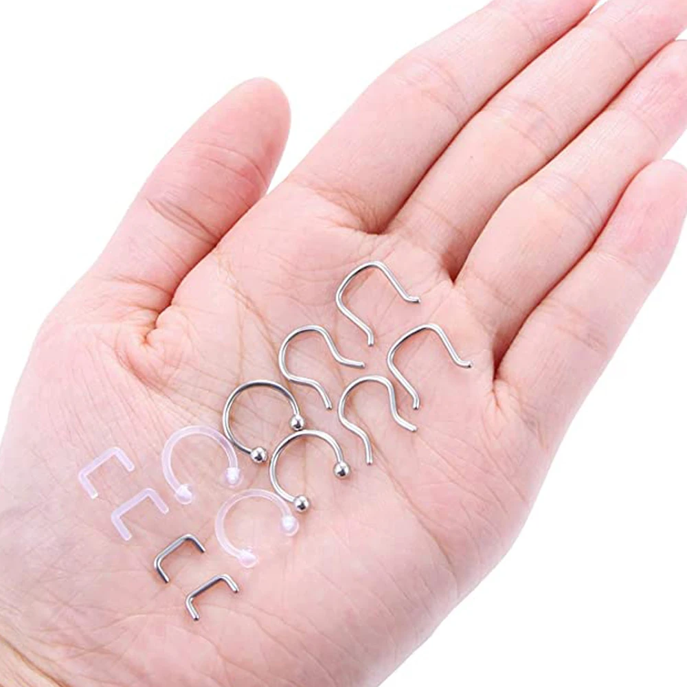 Septum Retainer Nose Rings Hoop Horseshoe Cartilage Tragus Septum Ring Body Piercing 2pcs/12pcs