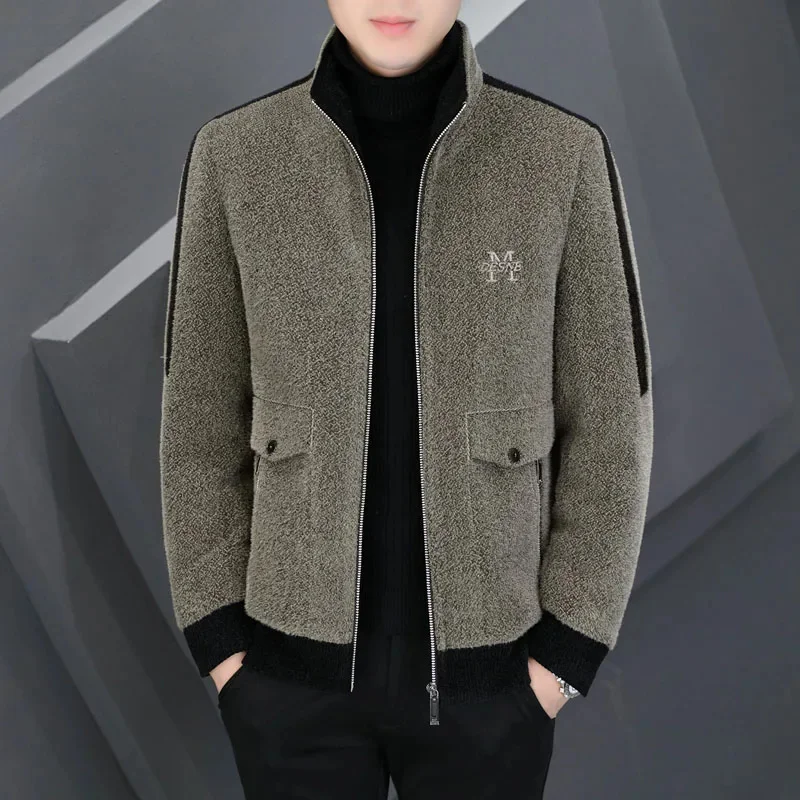 

Korean Fashion Wool Blends Jackets Men Winter Thicken Warm Casual Business Coat Slim Fit Social Streetwear Overcoat Clothing