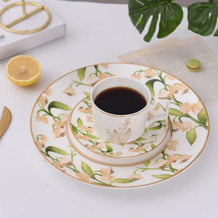 

Nordic Style Suzuki Series Bone Porcelain Chinese Tea European Dining Plate Ceramic Tea Cup Fashion Coffee Cup Plate Tableware