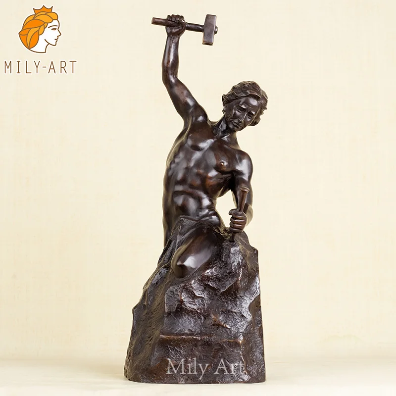 

60cm Bronze Self Made Man Sculpture Famous Bronze Casting Self Made Man Statues Handmade Art Crafts For Home Decor Ornaments