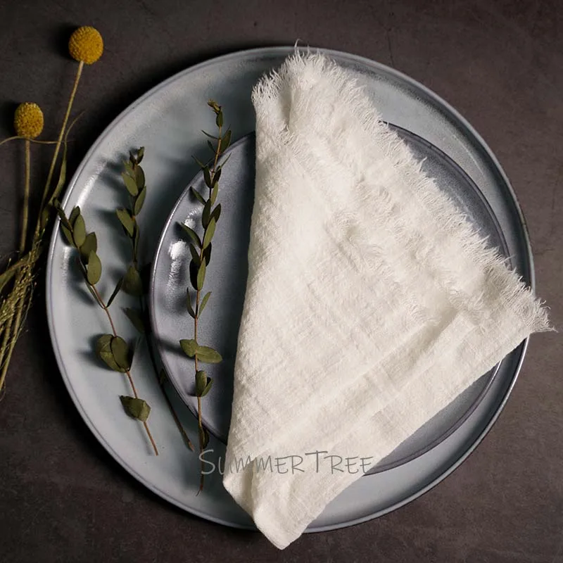 Rustic Cotton Gauze Napkins - Vintage-Style Tea Towels for Elegant Table Decoration