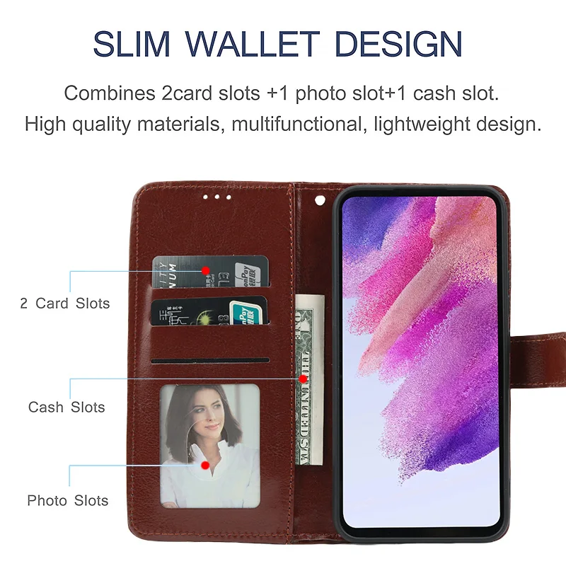 Premium Artificial Leather Wallet-Style Clamshell Phone Case