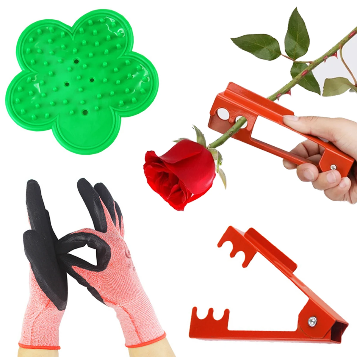 3 Set Rose Leaf Thorn Strippers Flower Branch Pruning Pliers Gloves Remover Metal Portable Garden Removing Burrs Hand Tool