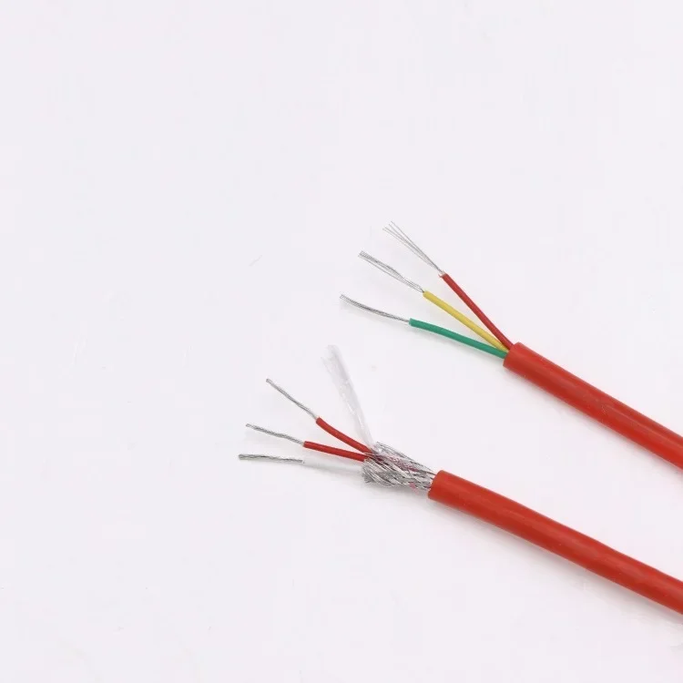 1/5/10m PT100 열전대 와이어 3 코어 실리콘 PTFE 절연 주석 도금 구리 스테인레스 스틸 차폐 보상 케이블