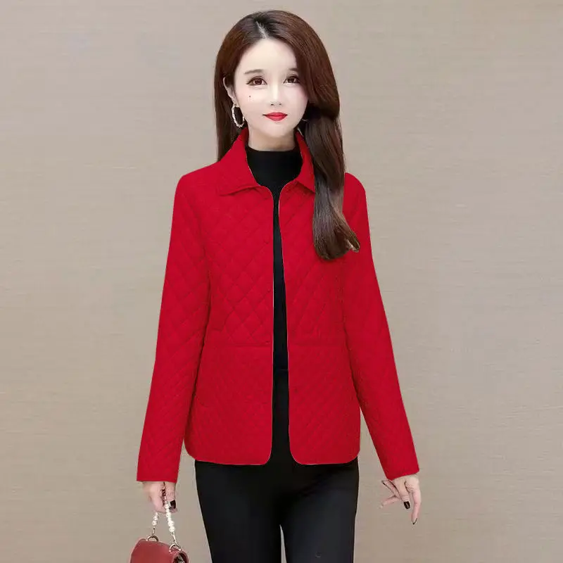 Autumn Winter Women Midi Plaid Quilted Coats Fashion Female Korean Clothing New Solid Casual Thicken Warm Long Sleeve Jackets