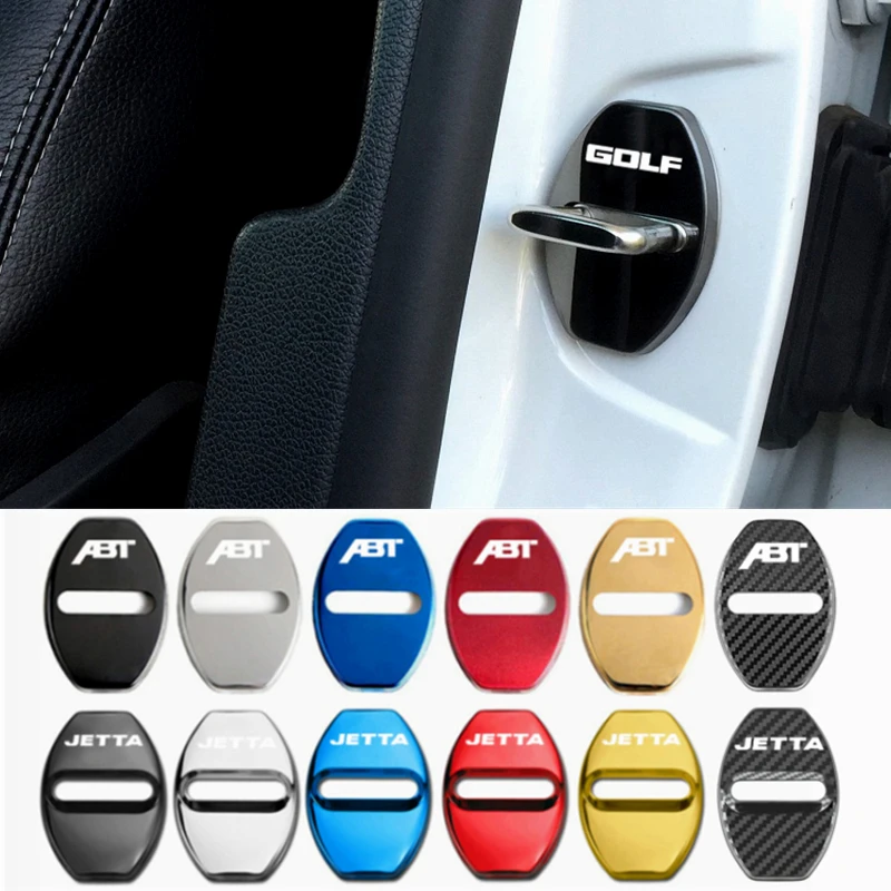 4 Pz/Set Car Door Lock Cover Case Sticker Decorazione Per Vw Volkswagen Abt Jetta Golf Touareg Logo Accessori Interni Auto