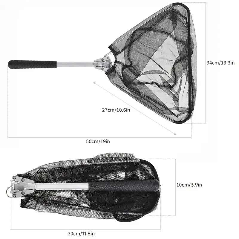 Heavy Duty Folding Fishing Landing Net with Adjustable Pole Handle