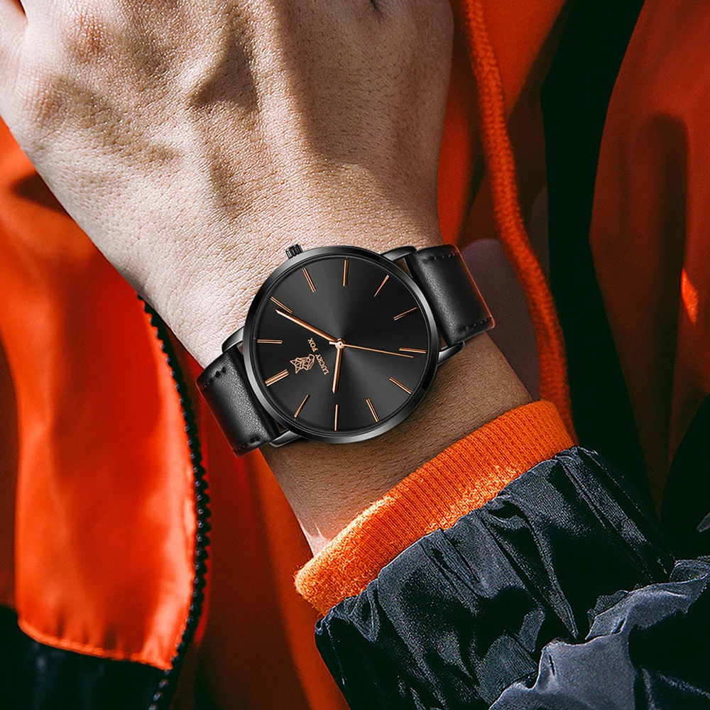 LUCKY FOX Classic Luxury Men Watch Simple Casual Men and Women Round Large Dial Quartz Watch Clock Gifts Men Reloj 6