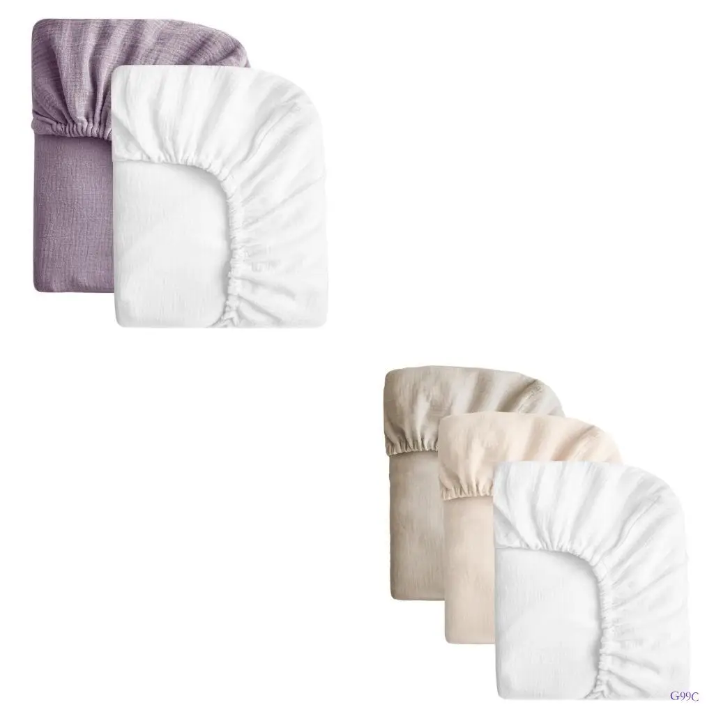 G99C Set of 2/3pcs Elastic Bassinet Sheet for Newborns Baby Fitted Sheet Protective Case Nursery Room Essential Bedding Stuff