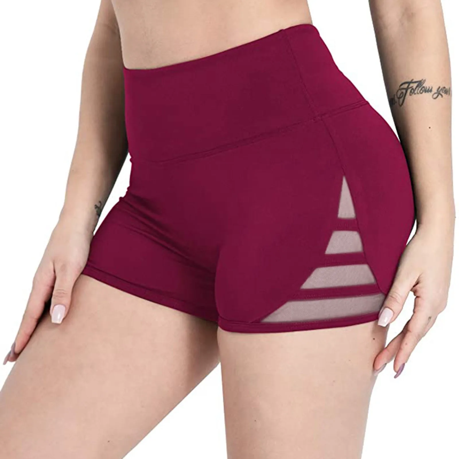Women Shorts Non-perspective Fitness Leggings Female Mesh Shorts Shorts High Waist Sports Short Workout Running Штаны Для Йоги