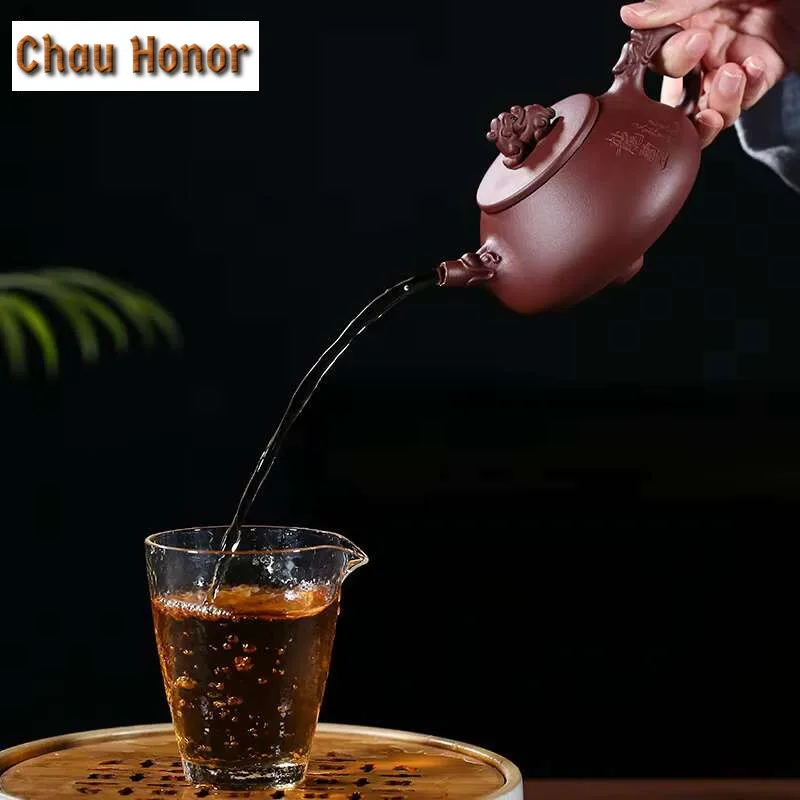 250ml Authentic Yixing Raw Ore Purple Clay Teapot Famous Handmade Sculpture Household Chinese Kung Fu Tea Set Accessories Gifts