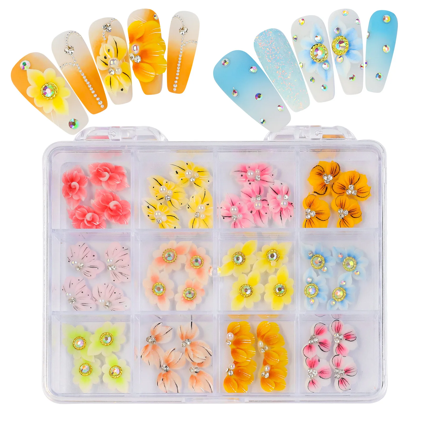 Hand-carved Nail Ornaments Ins Wind Sun Fresh Resin Simulation Flower Nail Decoration Set