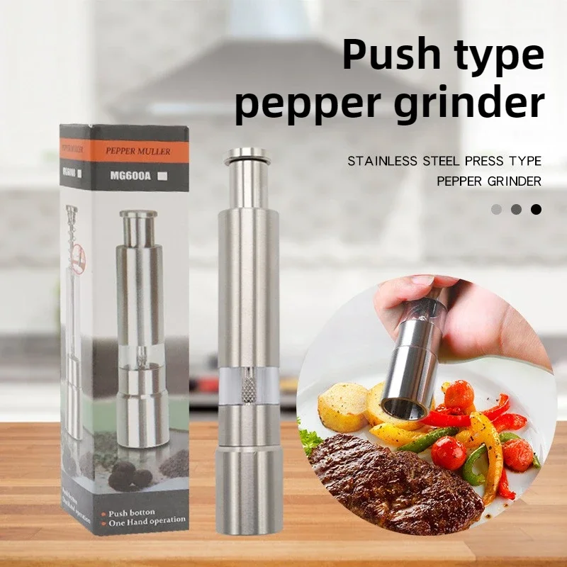 Premium Stainless Steel Manual Spice Grinder-Adjustable Salt & Pepper Mill with Ceramic Core, Durable Kitchen Tool