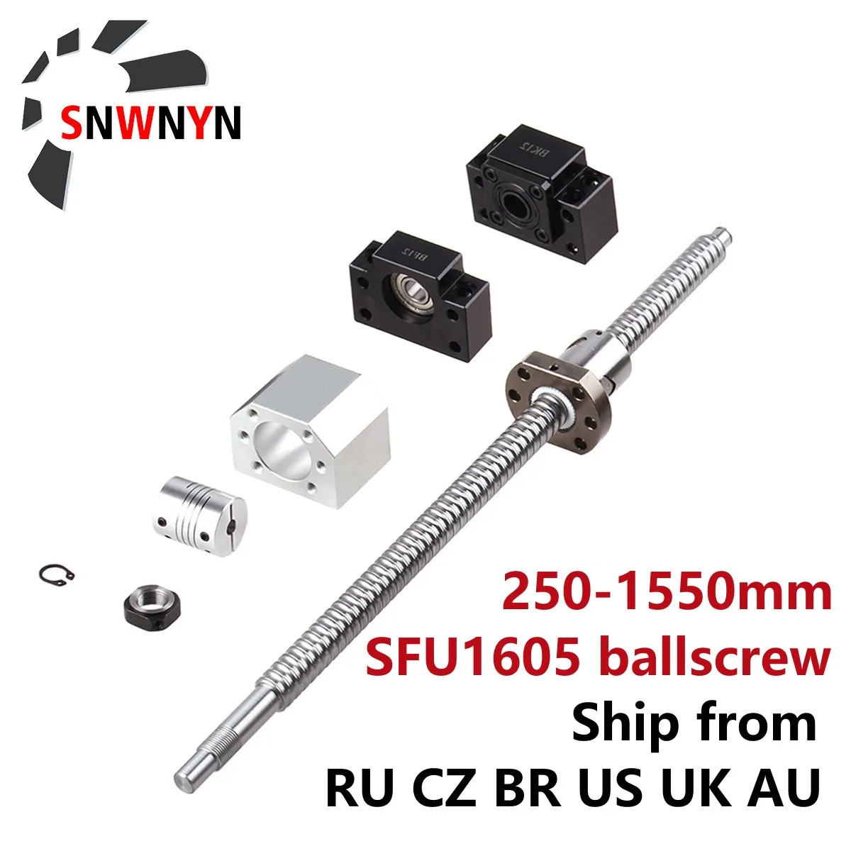 SFU1605 Set RM1605 Ball Screw C7 End Machined + 1605 Ball Nut + Nut