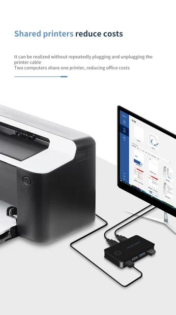 Switch KVM USB 3.0 Condiviso 2-in-1 Per PC | Splitter Per Tastiera, Mouse E Stampante - Foto 7