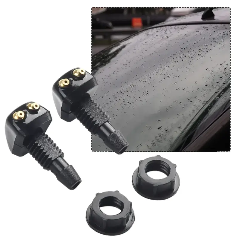 Sale 2Pcs Car Windshield Wiper Washer Spray Nozzle Fits Most Car Models Car Dual Holes Windshield Washer Nozzle Water Spray - Image 2