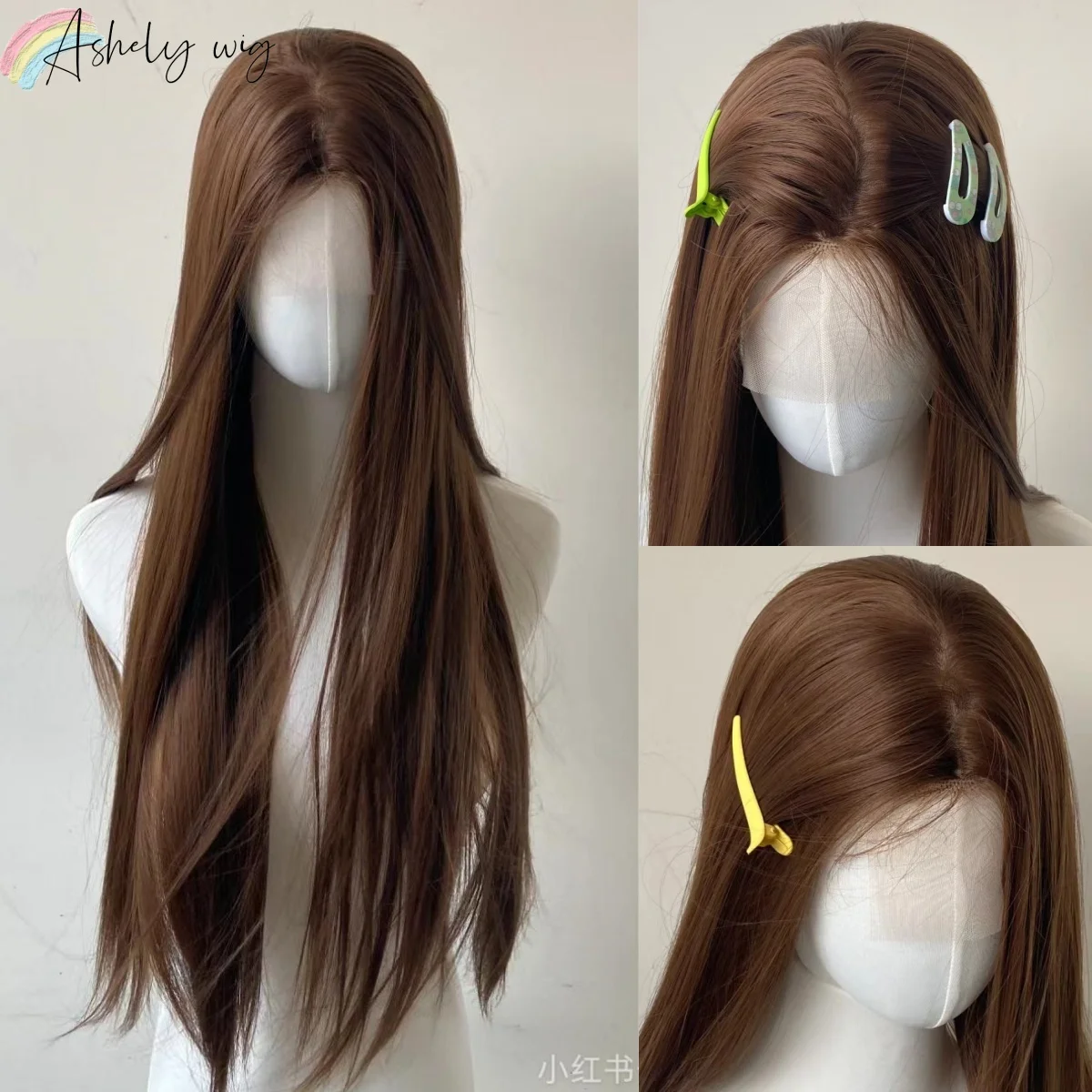 Synthetic Wig Honey Brown 13x4 Lace Front Long Straight Wig Daily Use Wear and Go Front Lace Glueless Wig