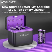 KOSHARE 1.5V AA 4255mWh AAA 1100mWh Rechargeable Lithium Battery Charger Set  With LED Indicator Arc-look Fast Charging Case 1