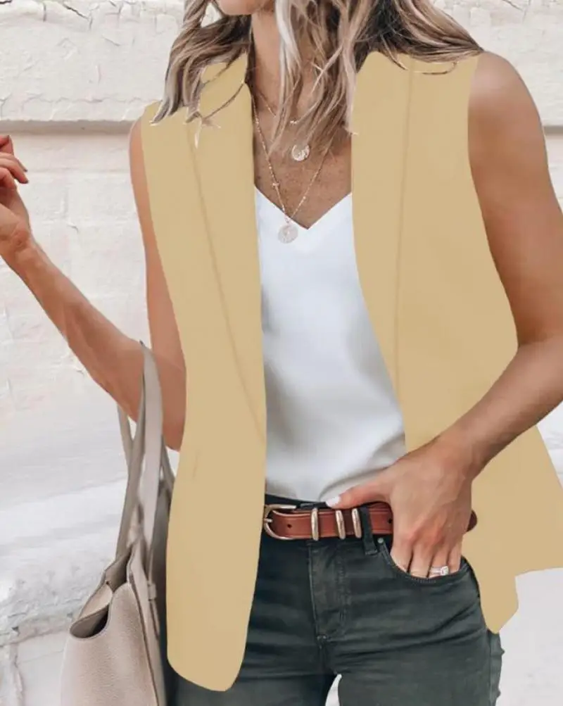 2023 Summer Woman Vest Blazer Sexy Sleeveless New All-Match Daily Club Streetwear Vests for Women Single Button Lapel Collar