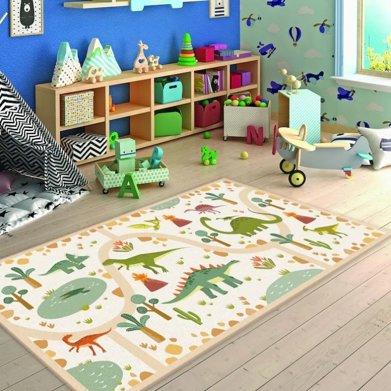 Dinosaur World Kids Carpets Non-Slip Kids Room Carpets Land of Dinosaur Carpet Playmat Crawling Carpet Home Decoration Green Rug 3