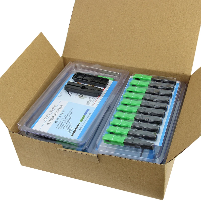 Embedded SC APC + SC UPC Fiber Optic Fast Connector single mode fiber optic quick connector green adapter Field Assembly