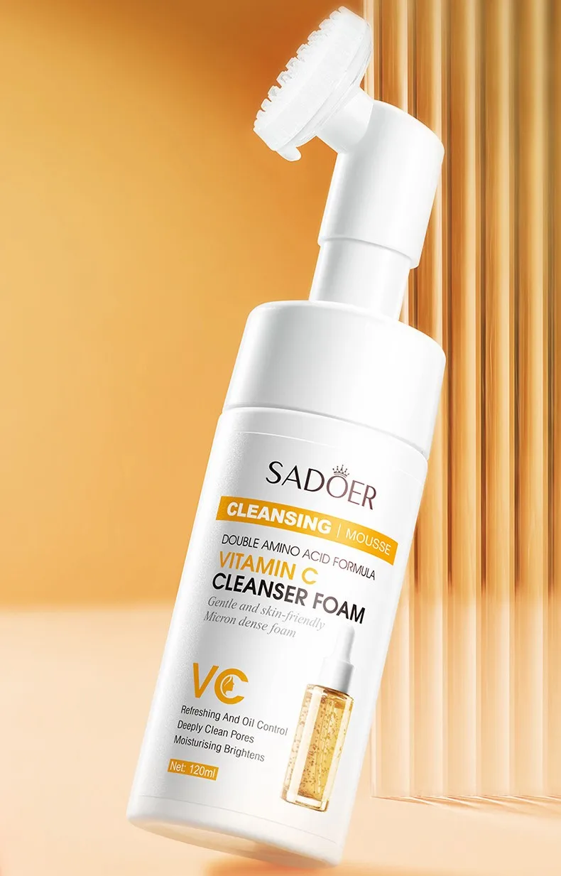SAODER Vitamin C Face Wash Foam Facial Cleansing Mossee Hydrating Brightening Skin Care Products