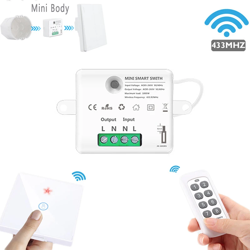 

Wireless Smart Switch RF 433Mhz Wall Panel Light Switch Circuit Breaker 85-265V Smart Home Remote Control Switch RF