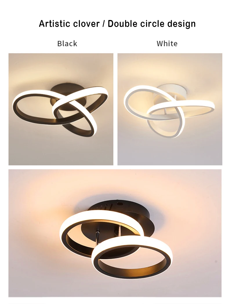 Description Picture 5 of itemHousehold LED Chandelier Three Colors Lamp Modern Style Ceiling Lamp Bedroom Light Surface Installation AC 220V Dining Room Lamp