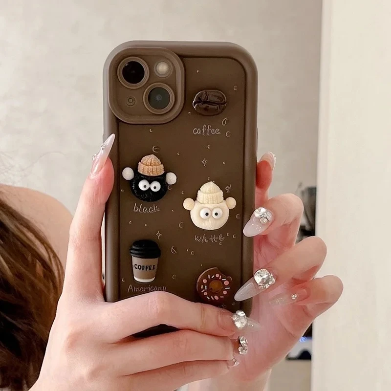 Sweet Coffee Bear Dolls Decorative Phone Case