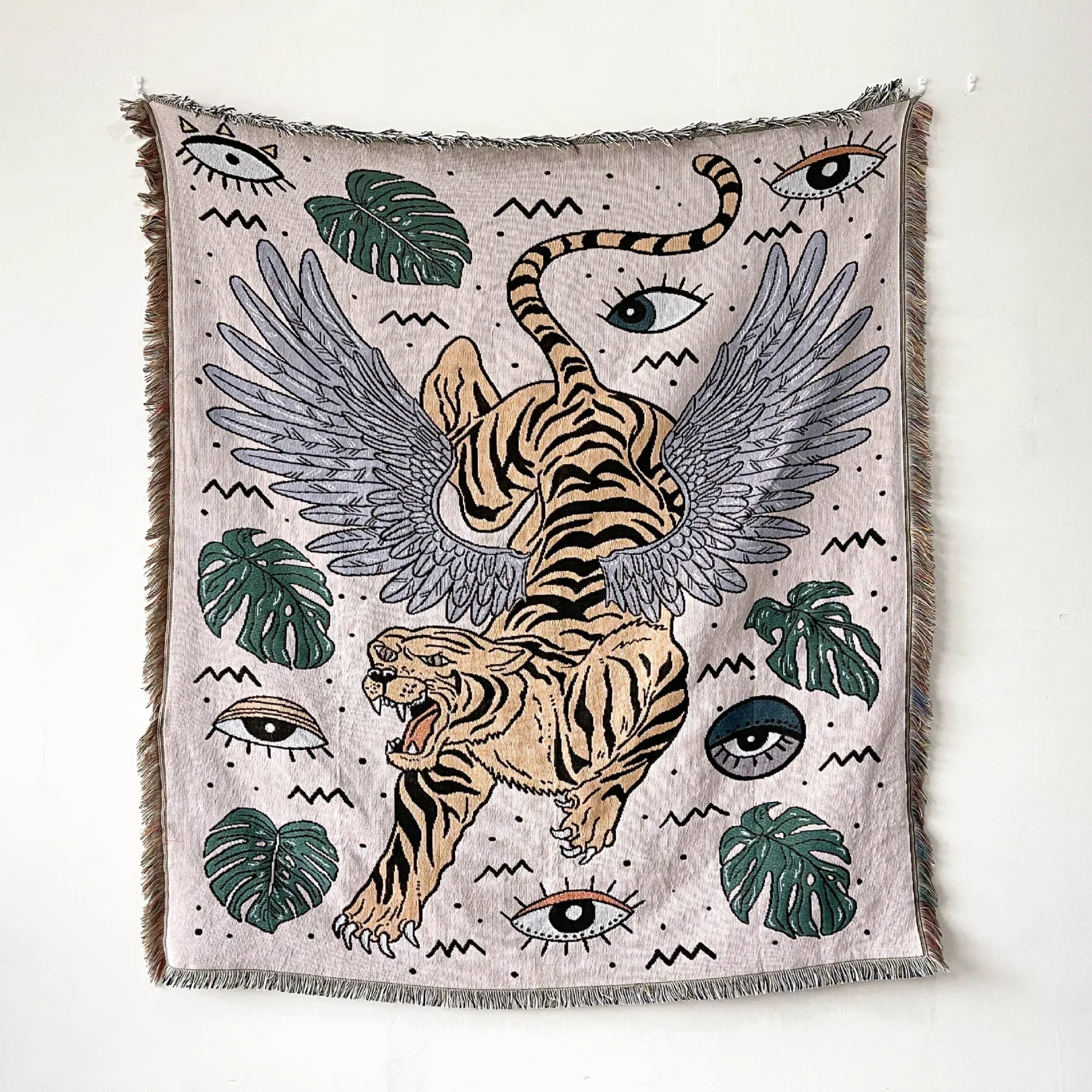 

Bohemian Blended Sofa Towel Blanket Home Decor Tapestry Blanket Carpet with Tassel Cozy Skin-friendly Thread Blanket