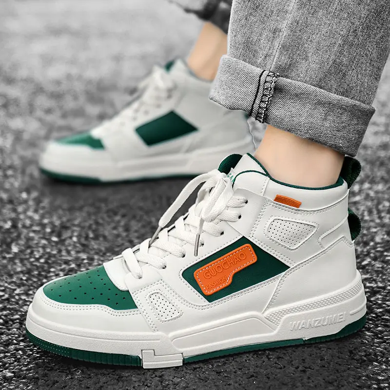 

Fashion Mens Casual Sneakers New High Top Casual Shoes Designer Men Vulcanized Shoes 2024 Autumn Leather Sneakers Tennis