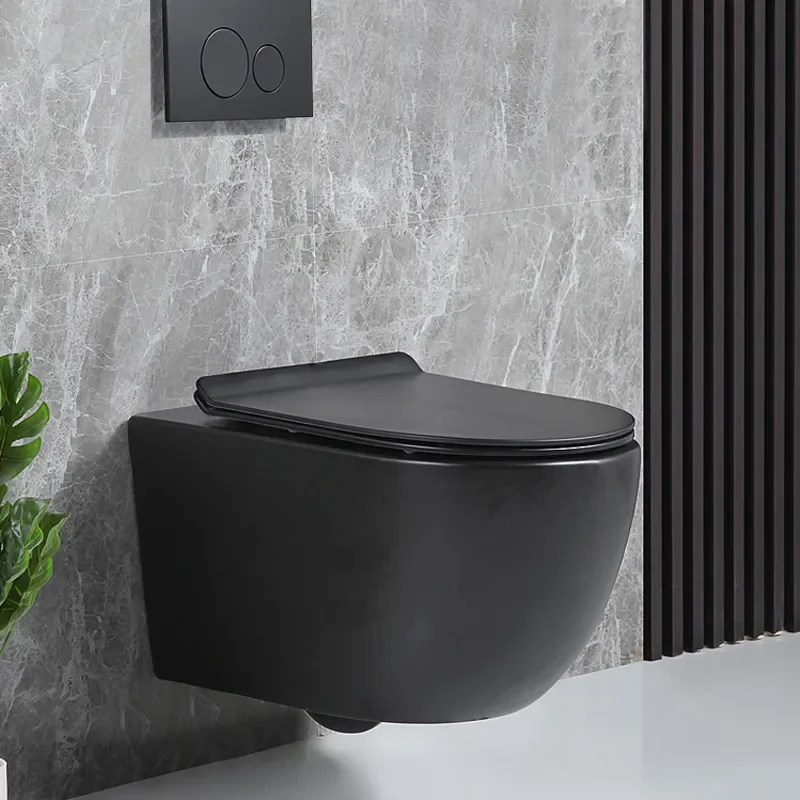 

China Factory Ce Certificate Concealed Tank Ceramic Bathroom Colorful Matt Black Wall Hung Toilet, Colored Toilet Bowl