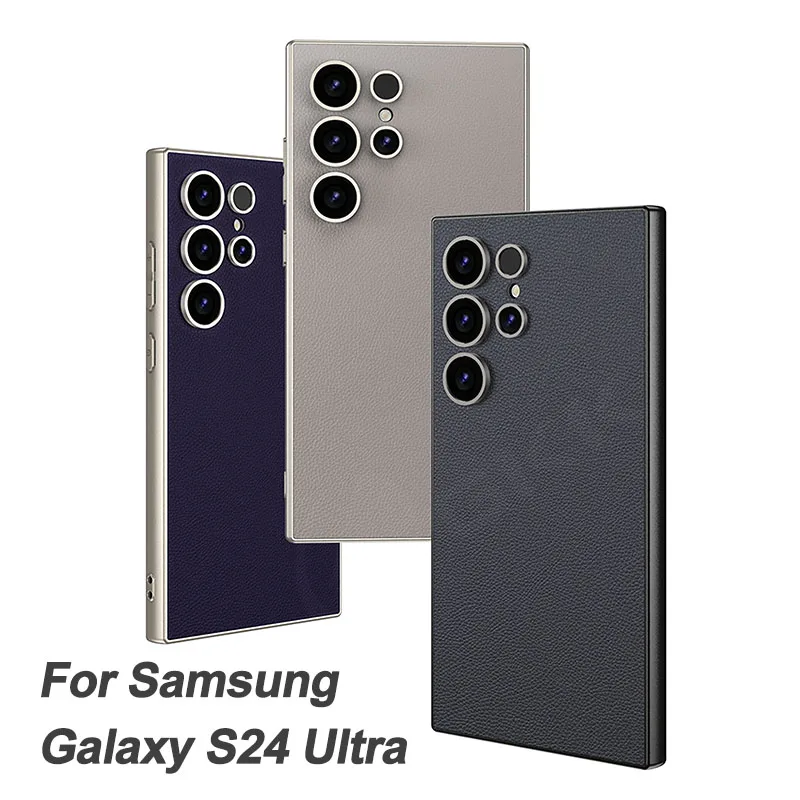 

GKK Оригинальный чехол для Samsung Galaxy S24 Ultra, мягкий чехол из искусственной кожи с защитной пленкой, матовый чехол с краями для Galaxy S24 Ultra