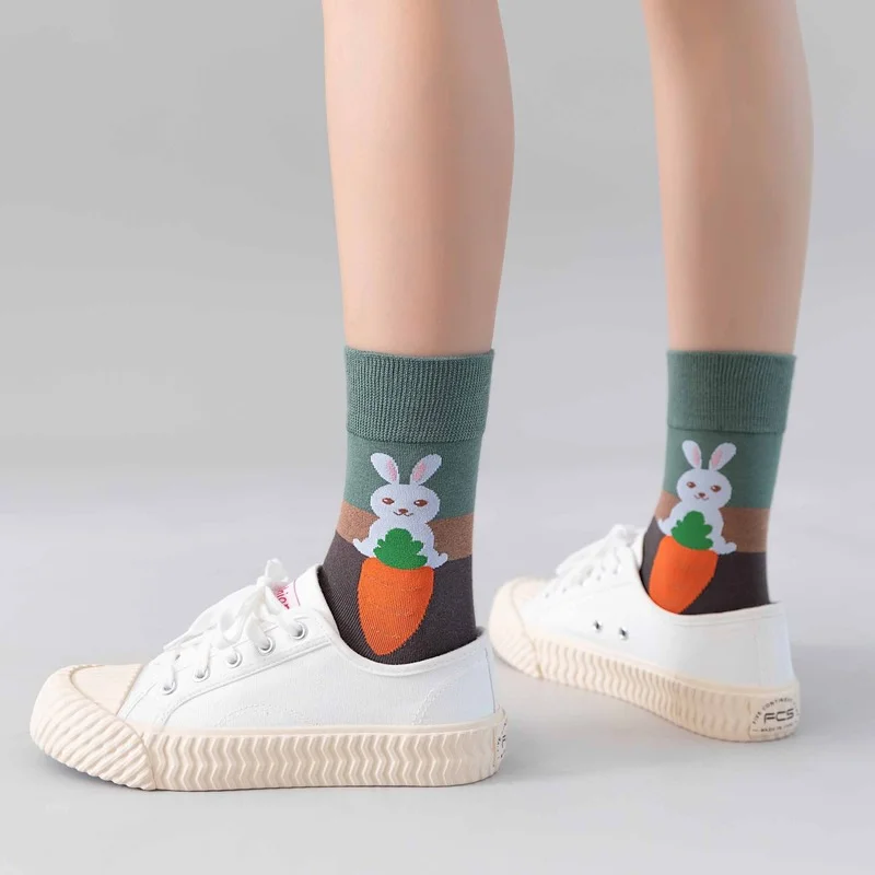

Cute Cartoon Women Socks Autumn and Unisex Winter Middle Tube Student Korean Individuality Couples Rabbit Duck Soft Girls Sock