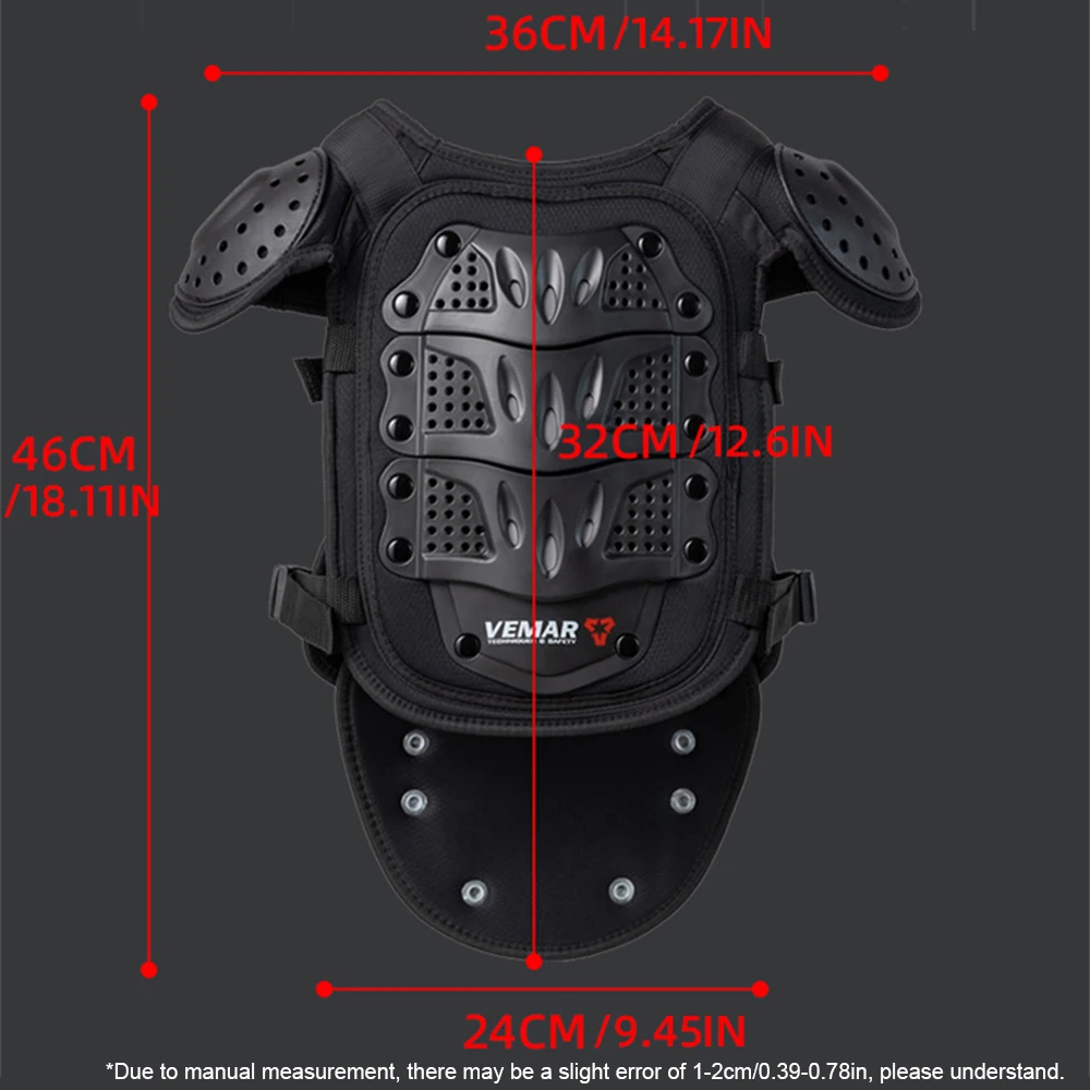 VEMAR Children Motorcycle Riding Armor Vest Suit Breathable Motocross Armor Vest Hard Shell Protective Moto Anti-fall