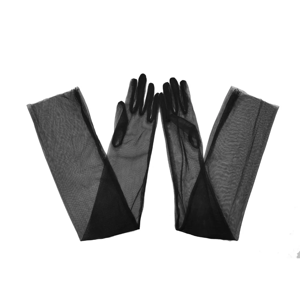 Transparent Transparent Driving Gloves Sheer Tulle Sun Protection Sunscreen Driving Mittens Breathable Black